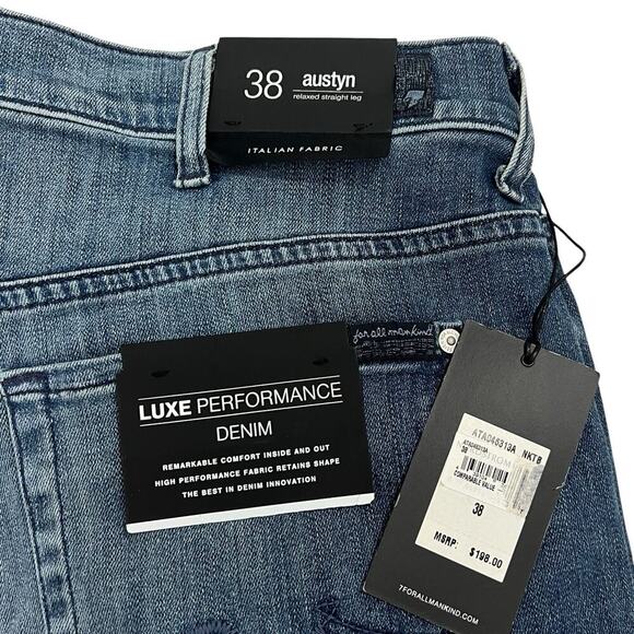 7 for All Mankind Austyn Jeans Relaxed Straight Leg Medium Blue Luxe Men’s 38 - Picture 4 of 7